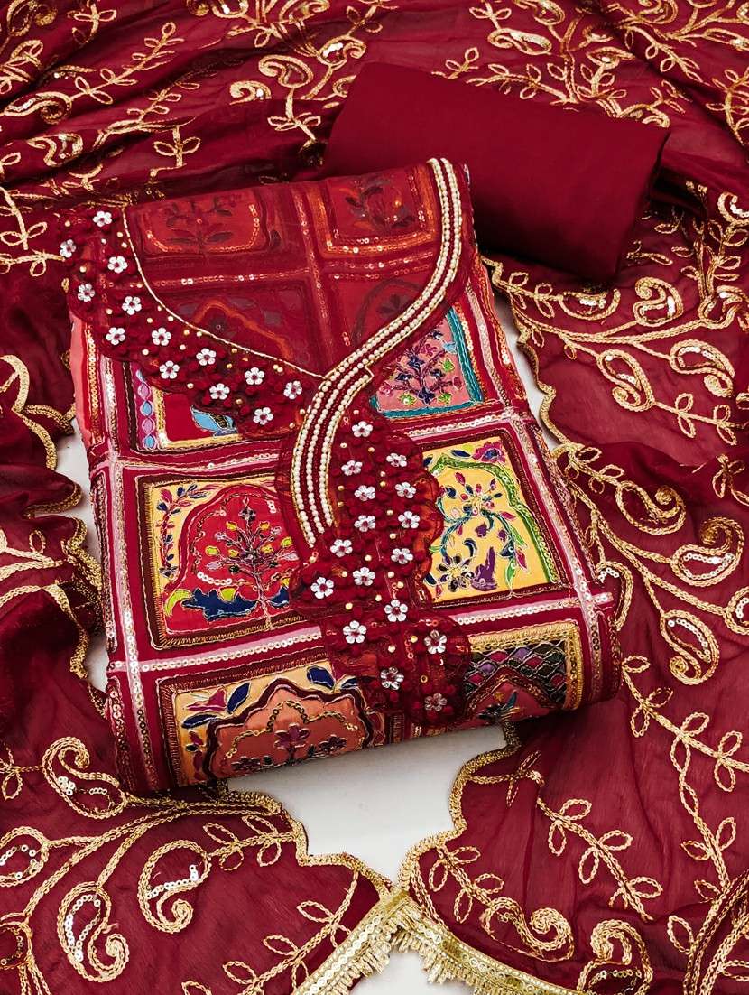 women printed unstitched suit set