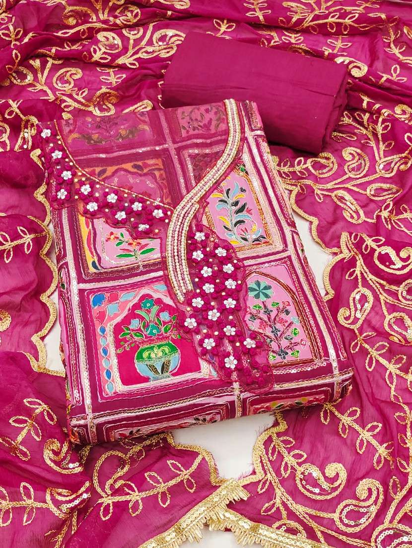 women printed unstitched suit set