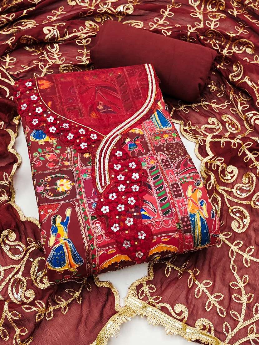 women printed unstitched suit set