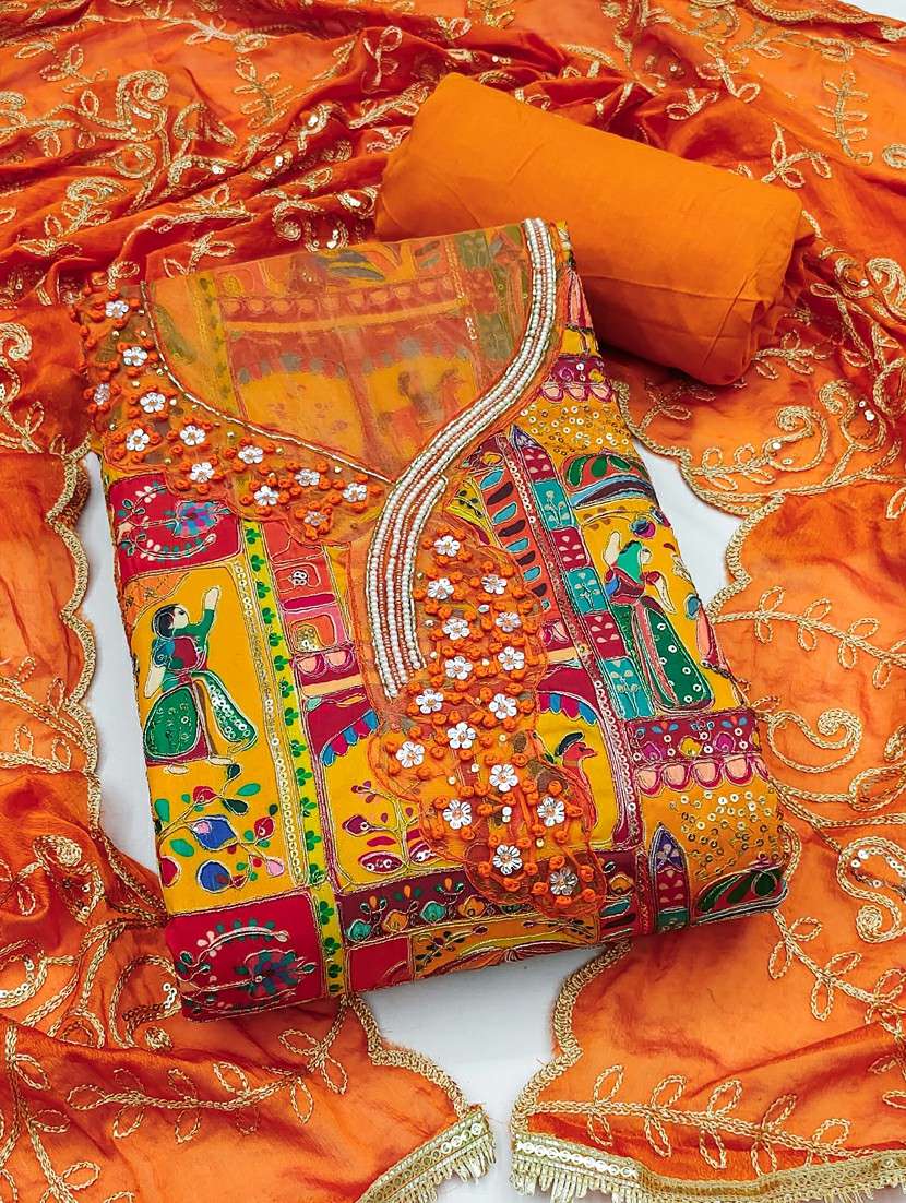 women printed unstitched suit set