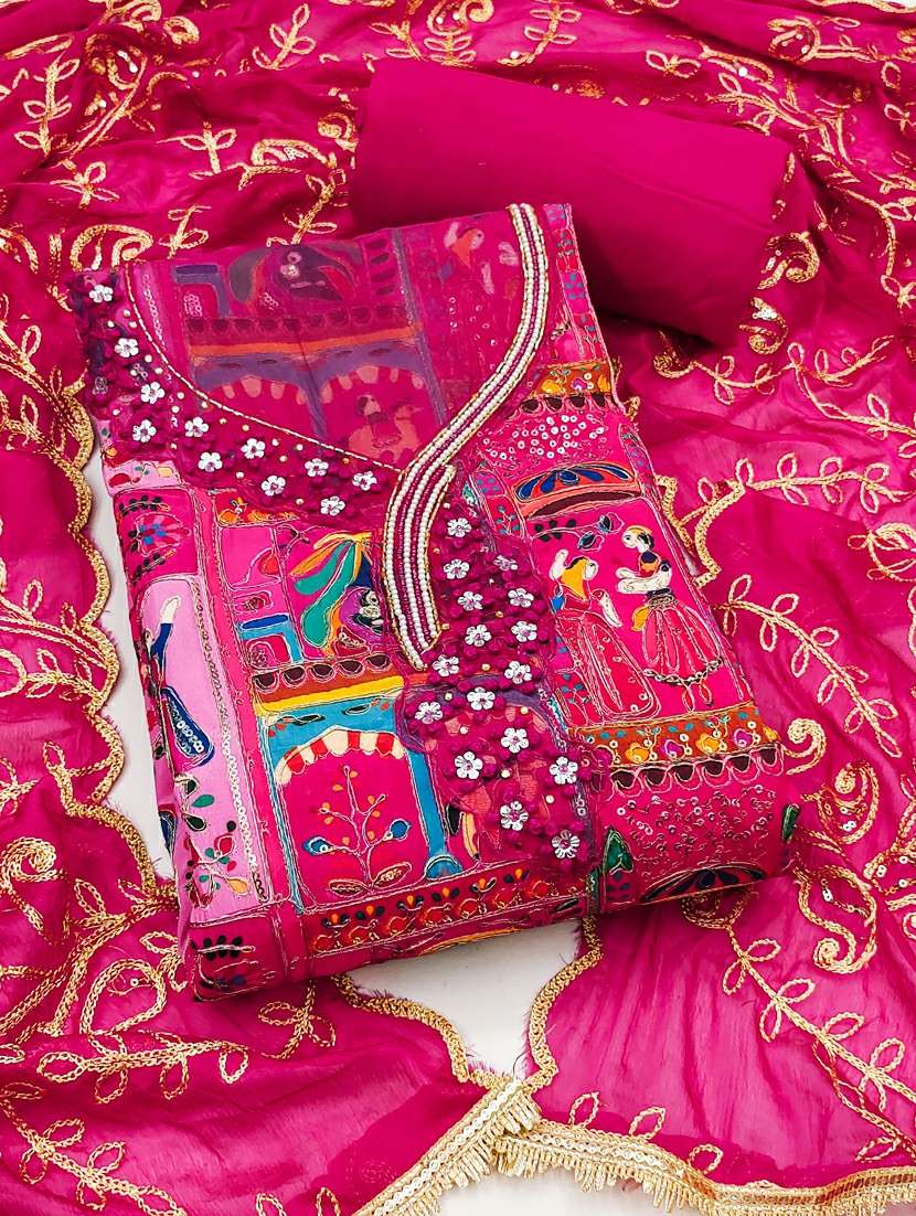 women printed unstitched suit set