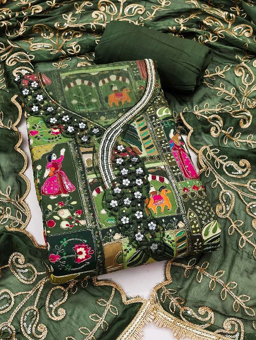 women printed unstitched suit set