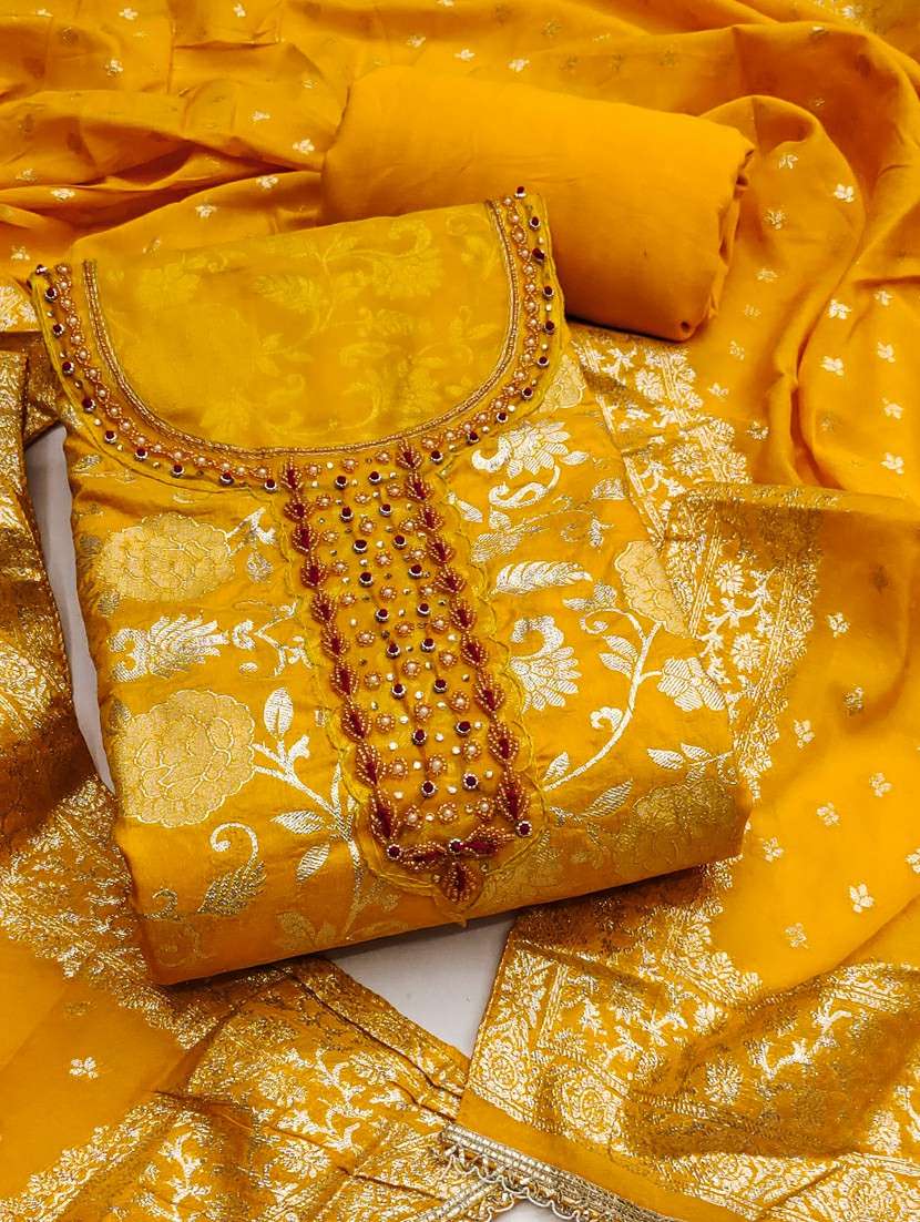 women self design unstitched suit set