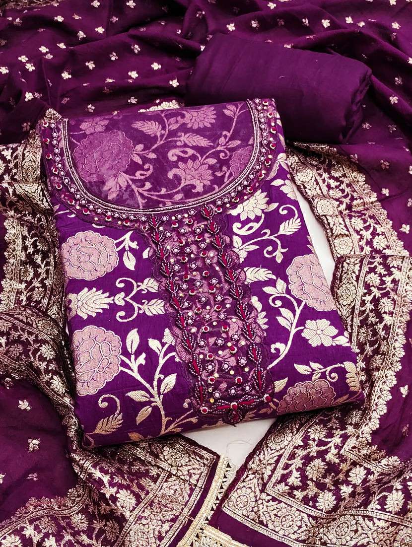 women self design unstitched suit set