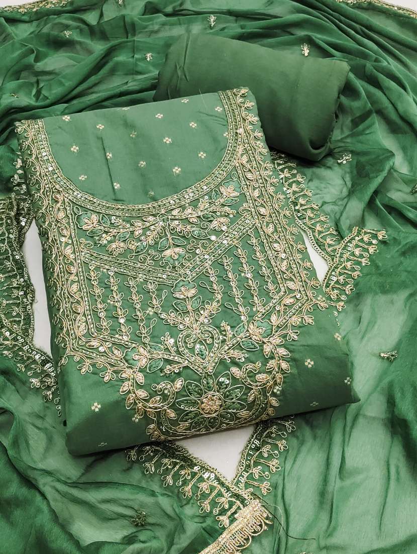 women self design unstitched suit set