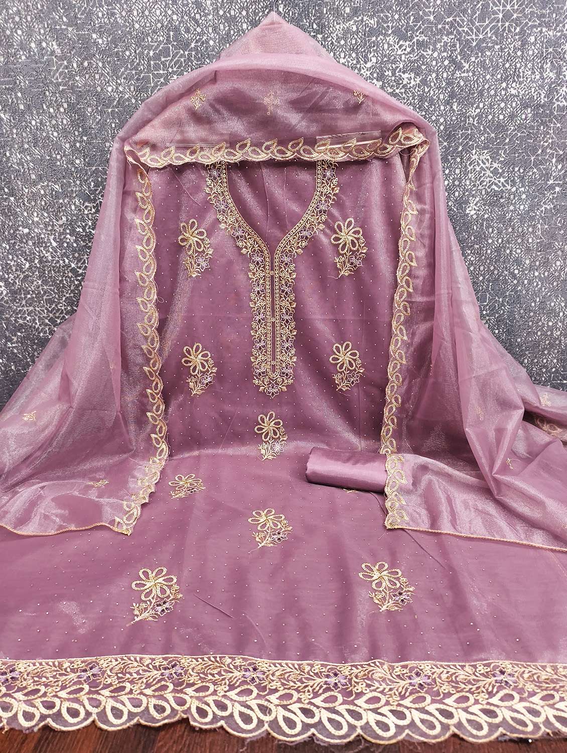 women solid with work unstitched suit set - 22432104 -  Standard Image - 3