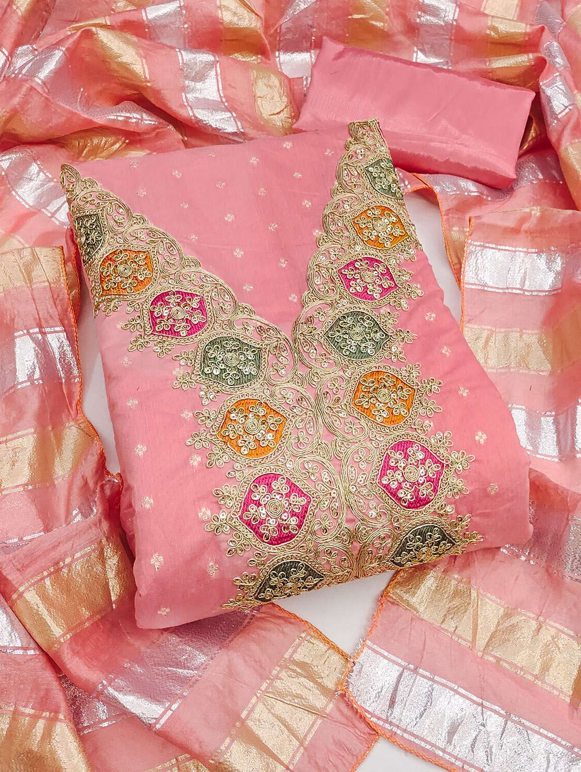 women self design unstitched suit set