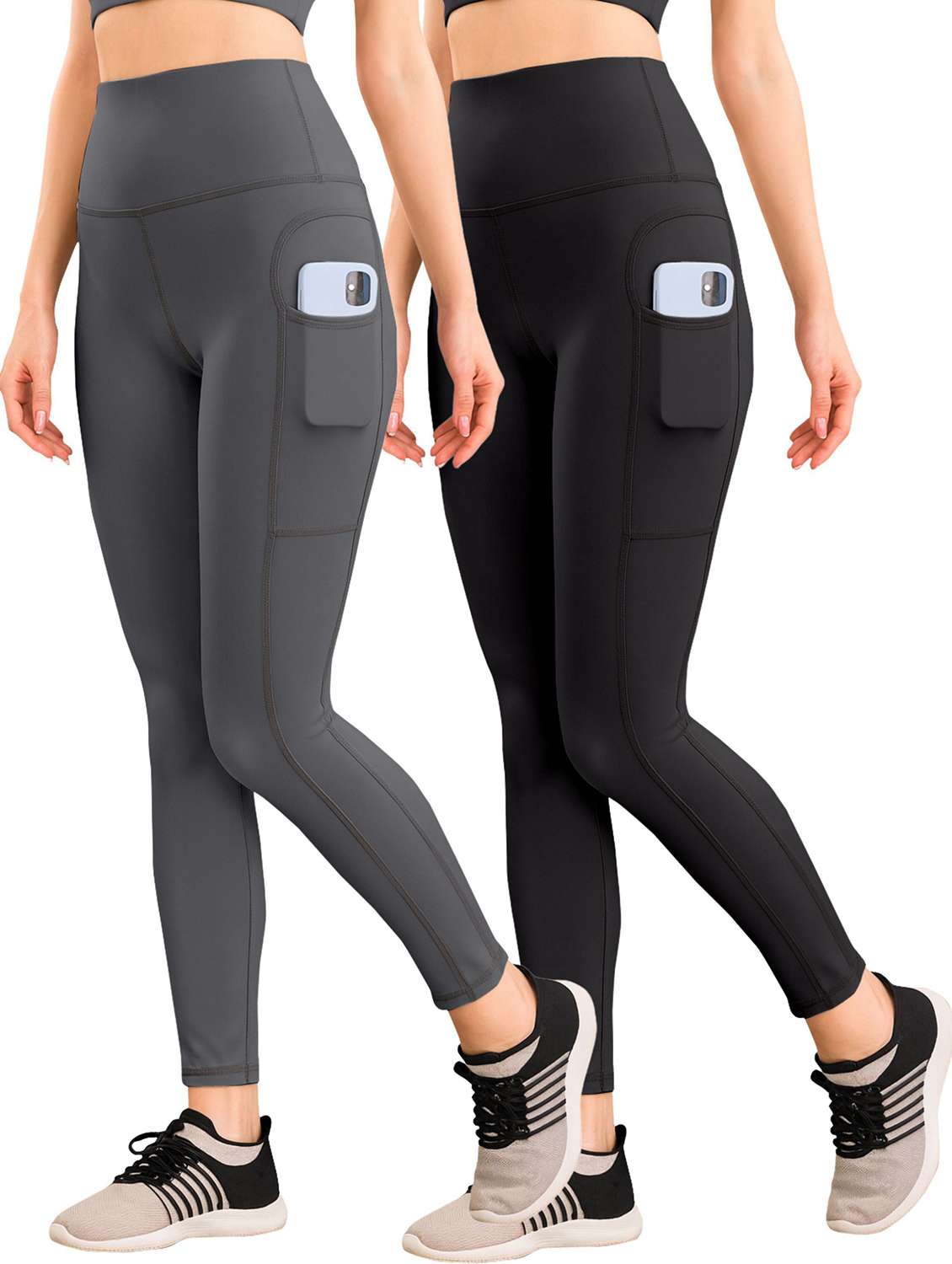 women pack of 2 solid yoga pants 