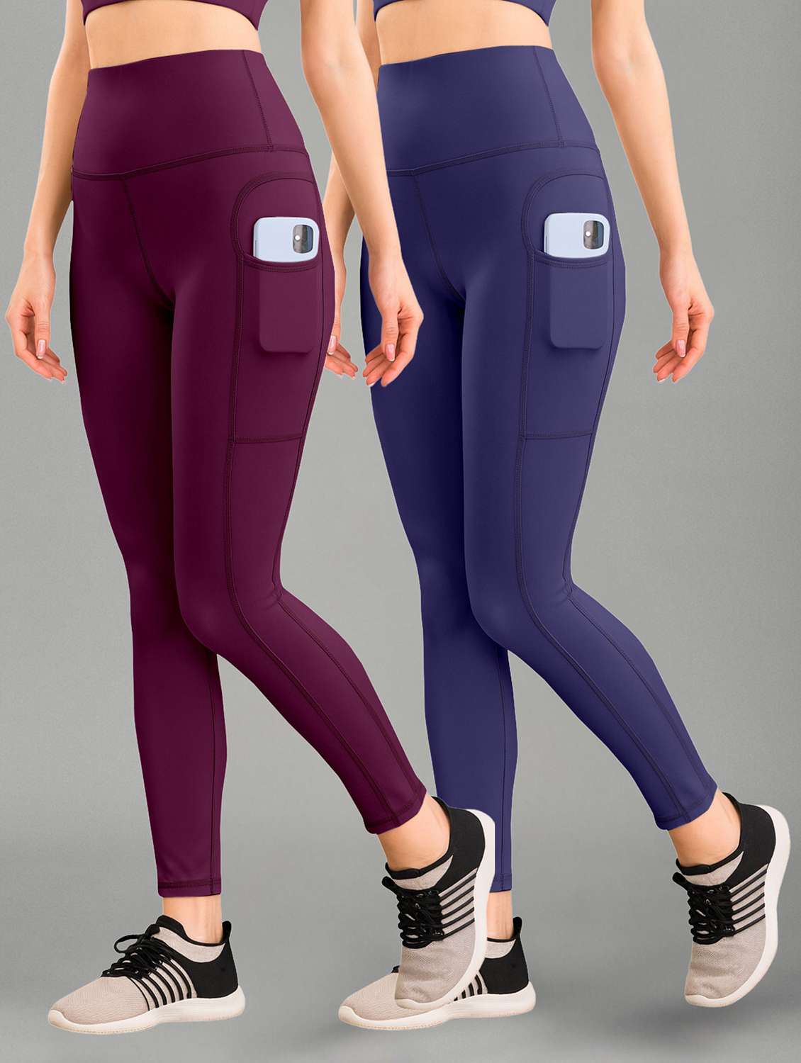 women pack of 2 solid yoga pants 