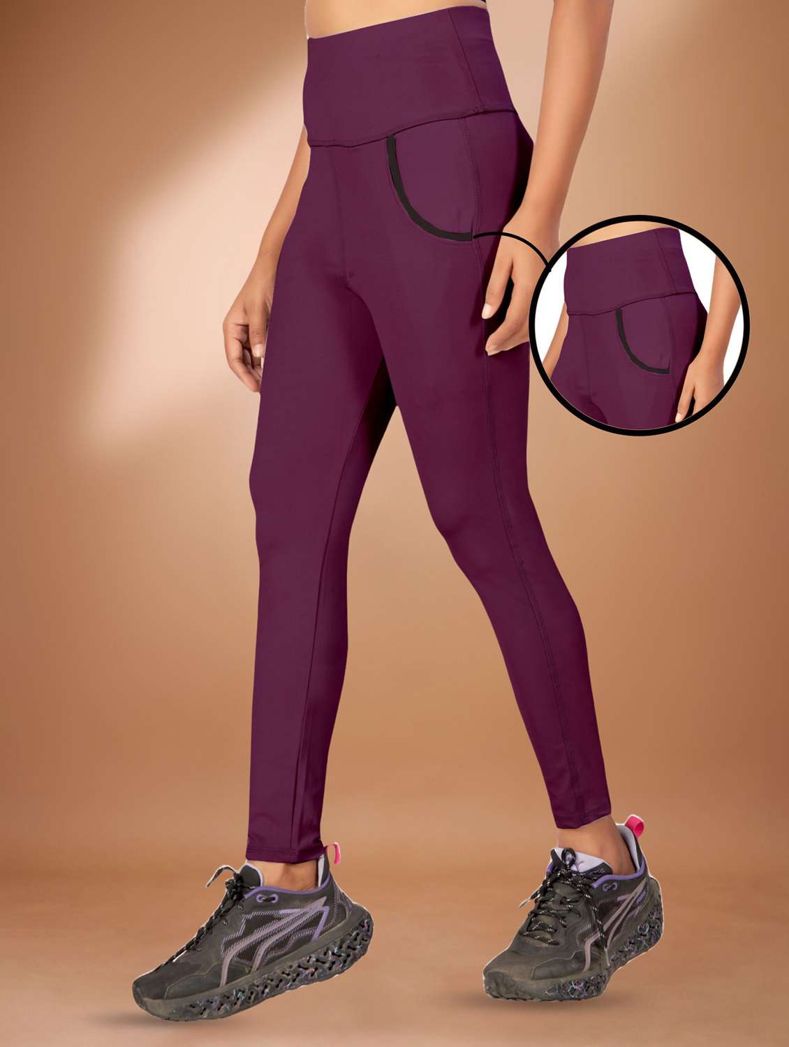 women pack of 2 solid yoga pants  - 22432201 -  Standard Image - 3