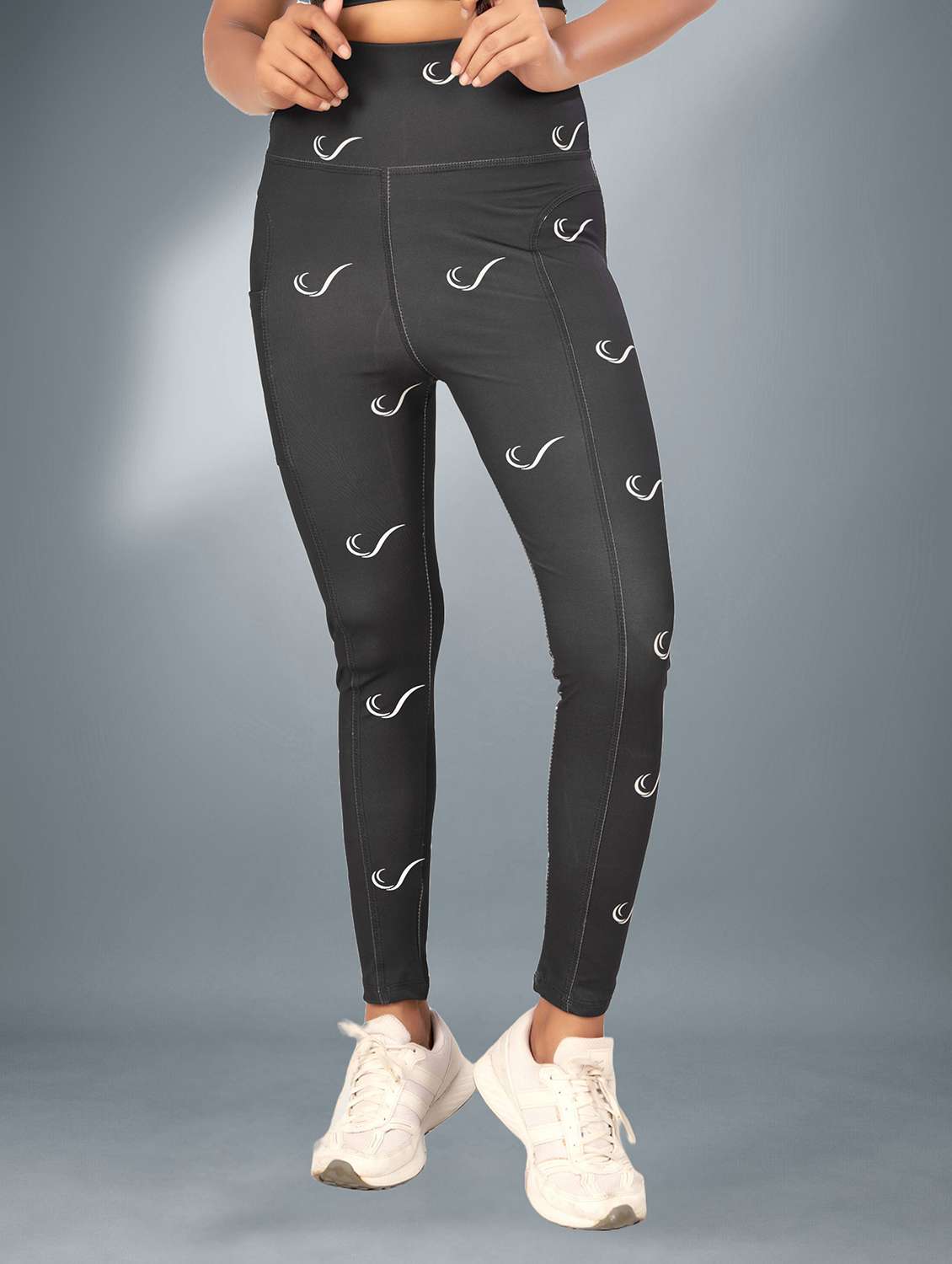 women printed mid rise yoga pants