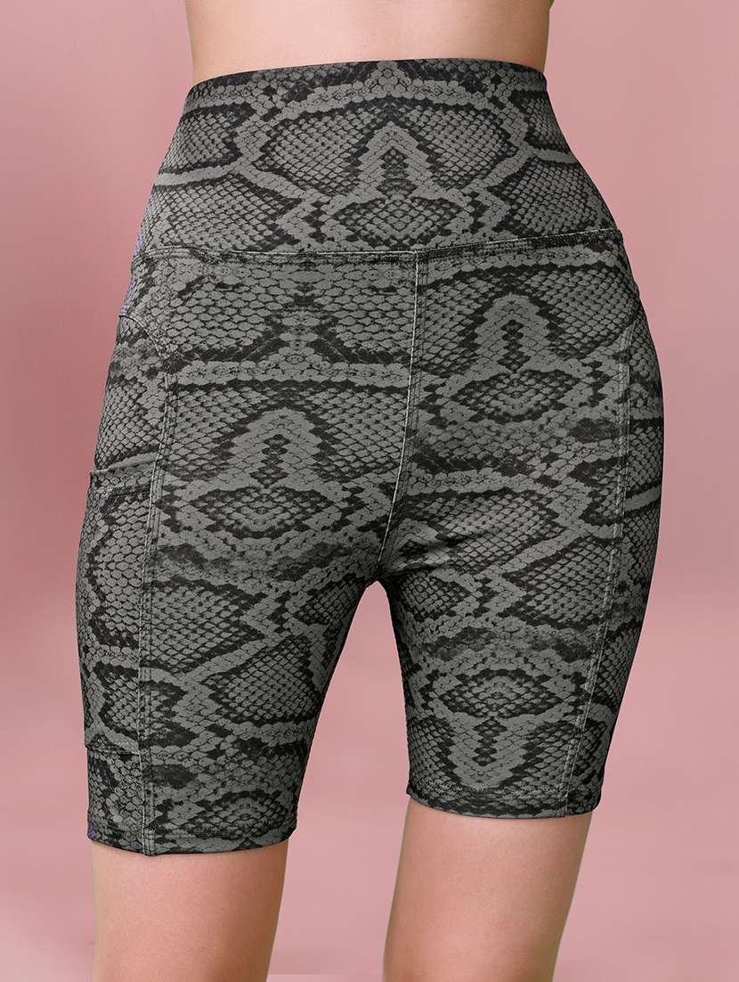 women grey polyester sports shorts short