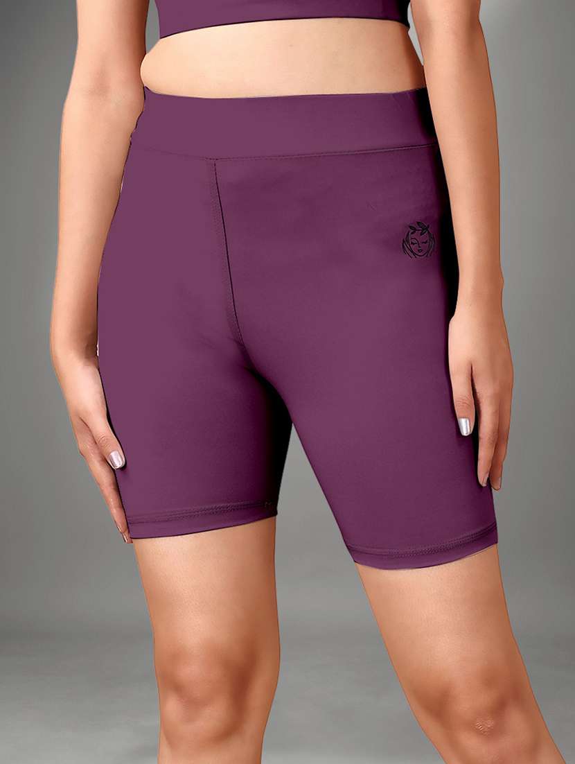 women purple polyester sports shorts short - 22432375 -  Standard Image - 3