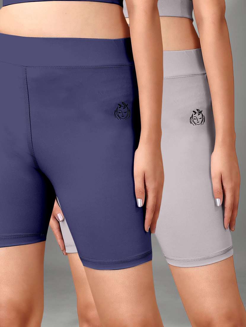 women multi colored polyester sports shorts short