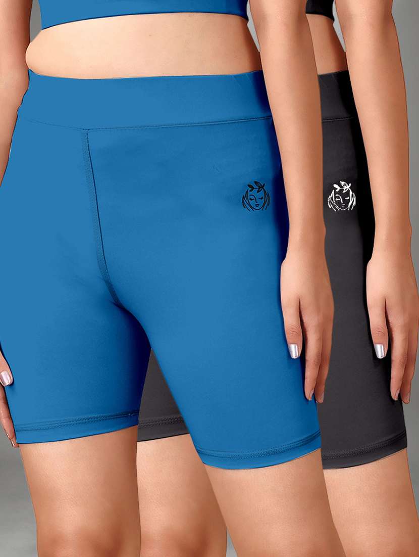womenblack polyester sports shorts short