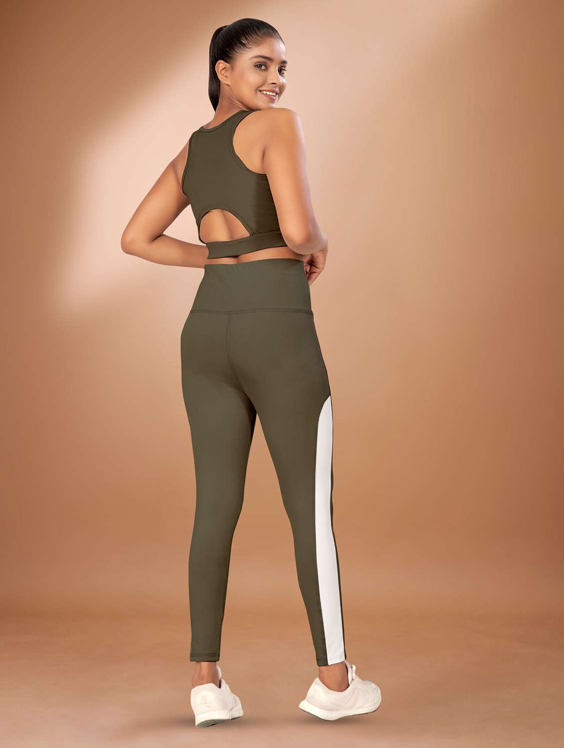 green polyester active wear set coord - 22432569 -  Standard Image - 3