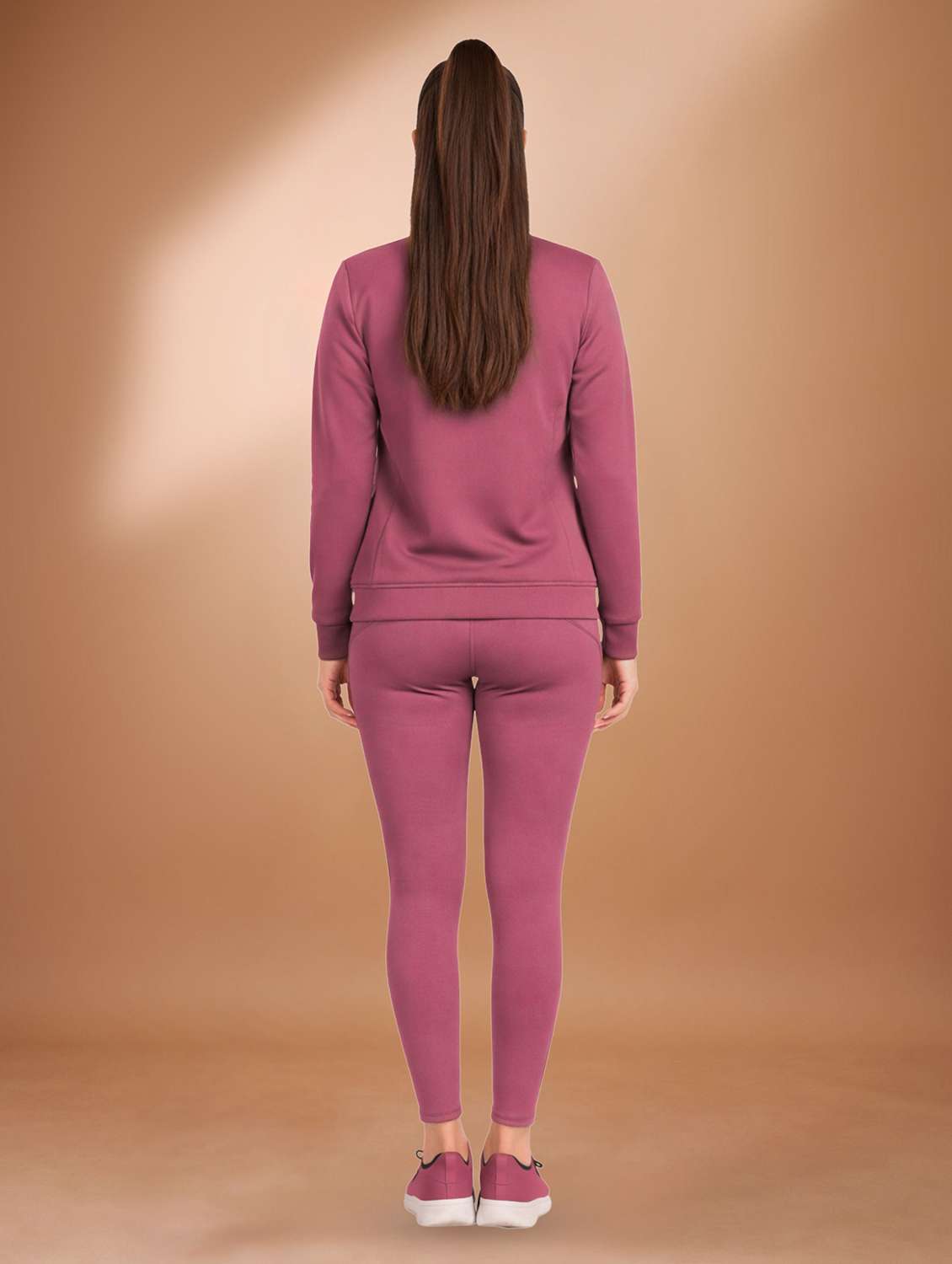 women purple polyester solids active wear set - 22432584 -  Standard Image - 3