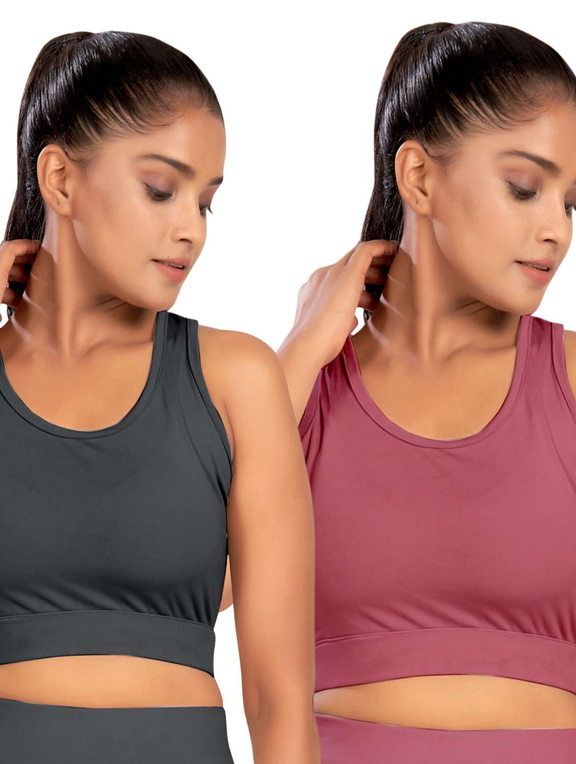 women pack of 2 solid non wired spoorts bra