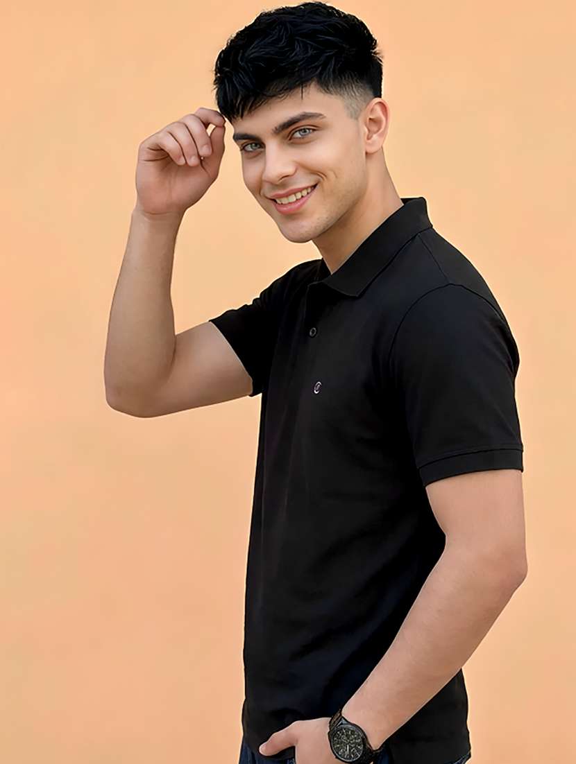 men solid short sleeve regular fit polo t-shirt