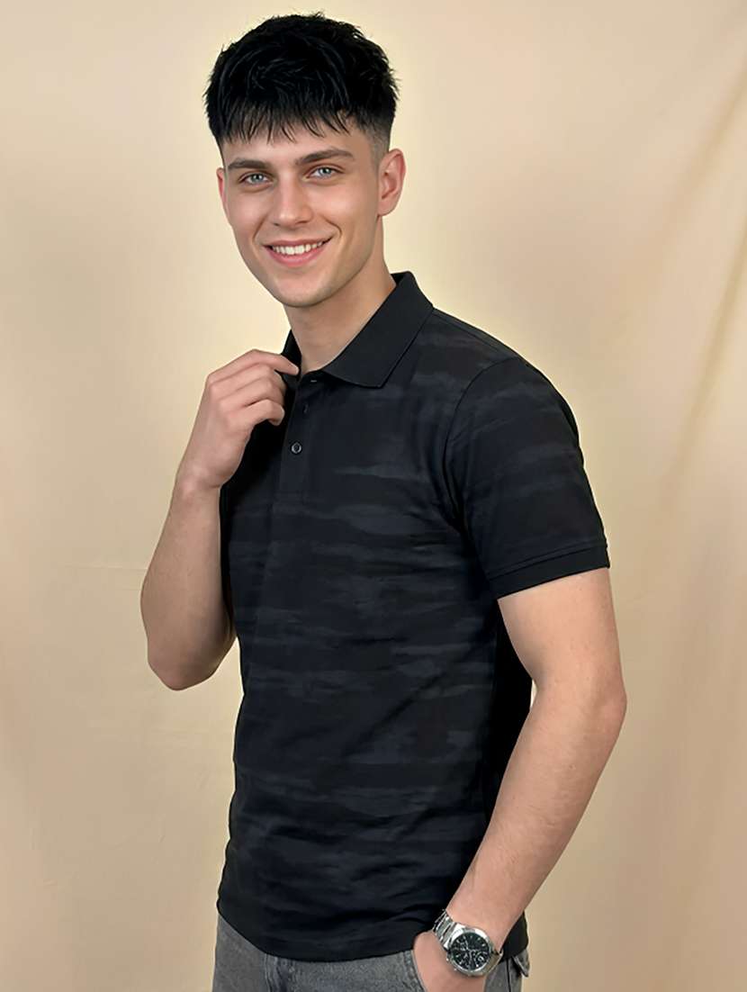 men printed short sleeve regular fit polo t-shirt