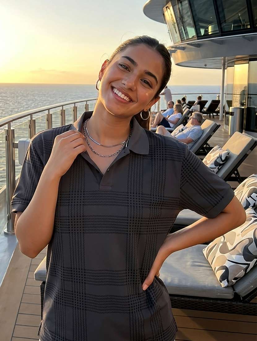 women printed short sleeve polo t-shirt