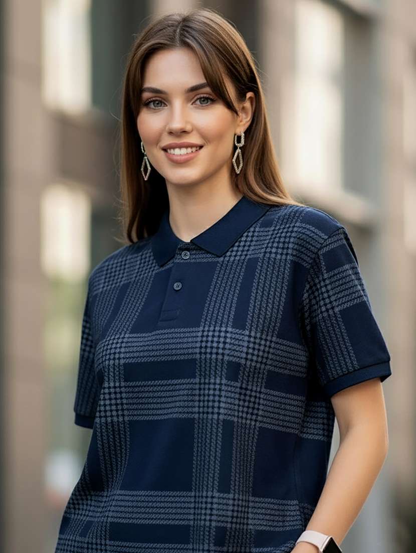 women printed short sleeve oversized polo t-shirt