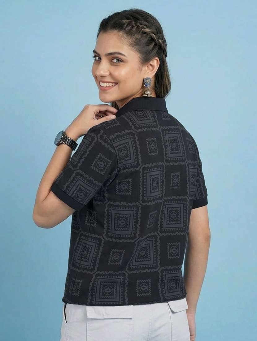 women printed short sleeve polo t-shirt - 22432797 -  Standard Image - 3