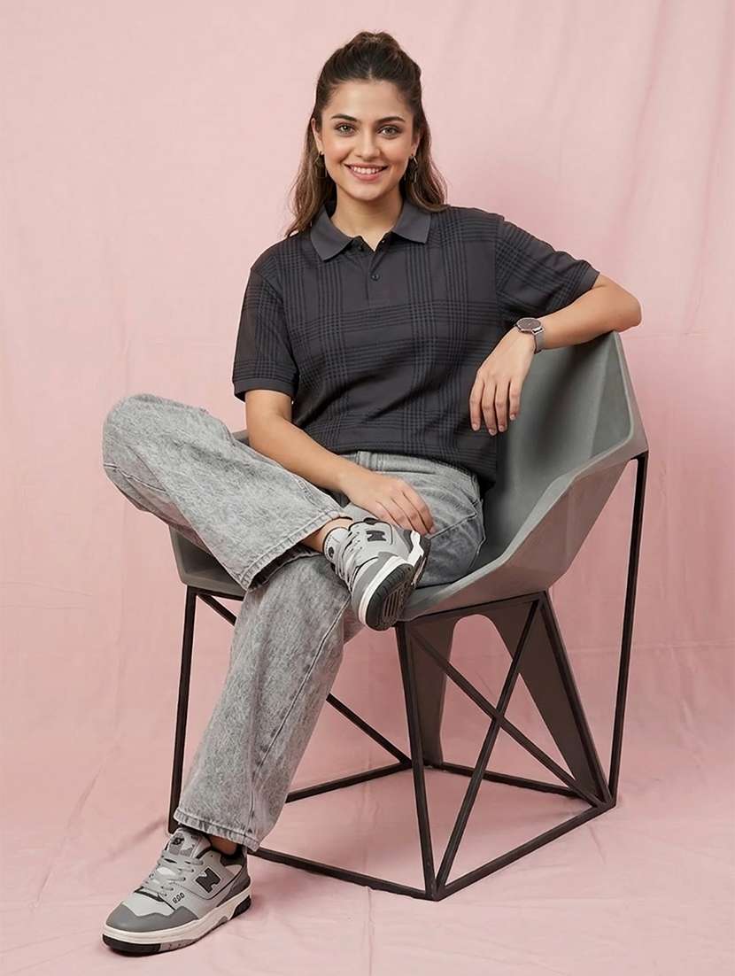 women short sleeve oversized polo t-shirt