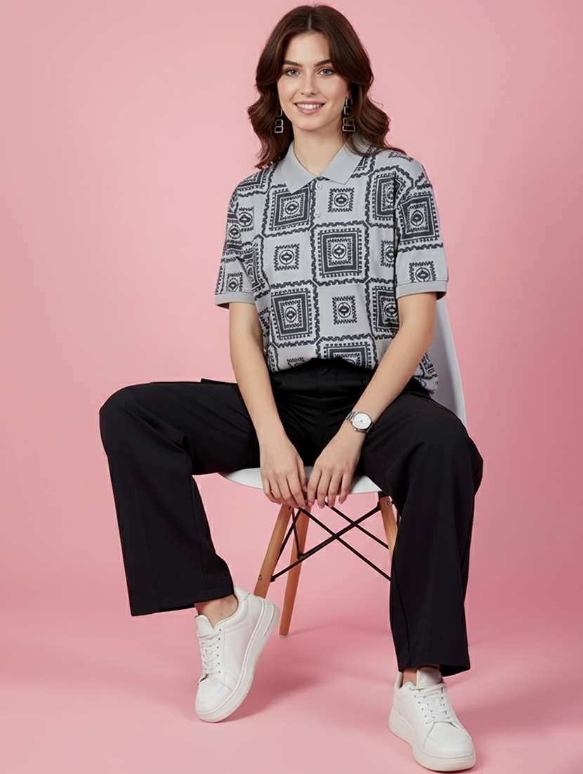 women short sleeve oversized polo t-shirt