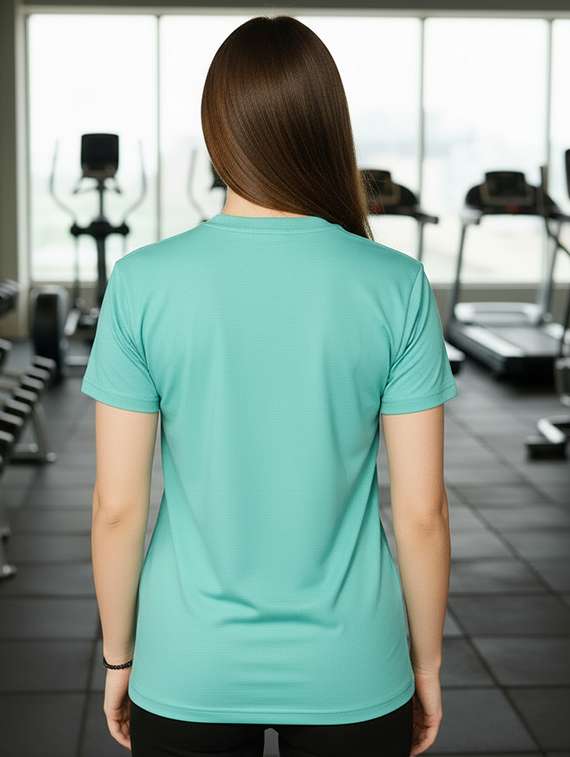 women light blue lycra blend plain t-shirt - 22432820 -  Standard Image - 3