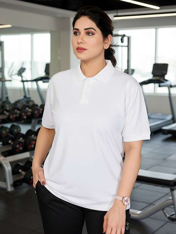 women white lycra blend plain t-shirt