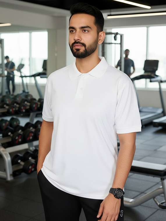 men white lycra blend plain t-shirt