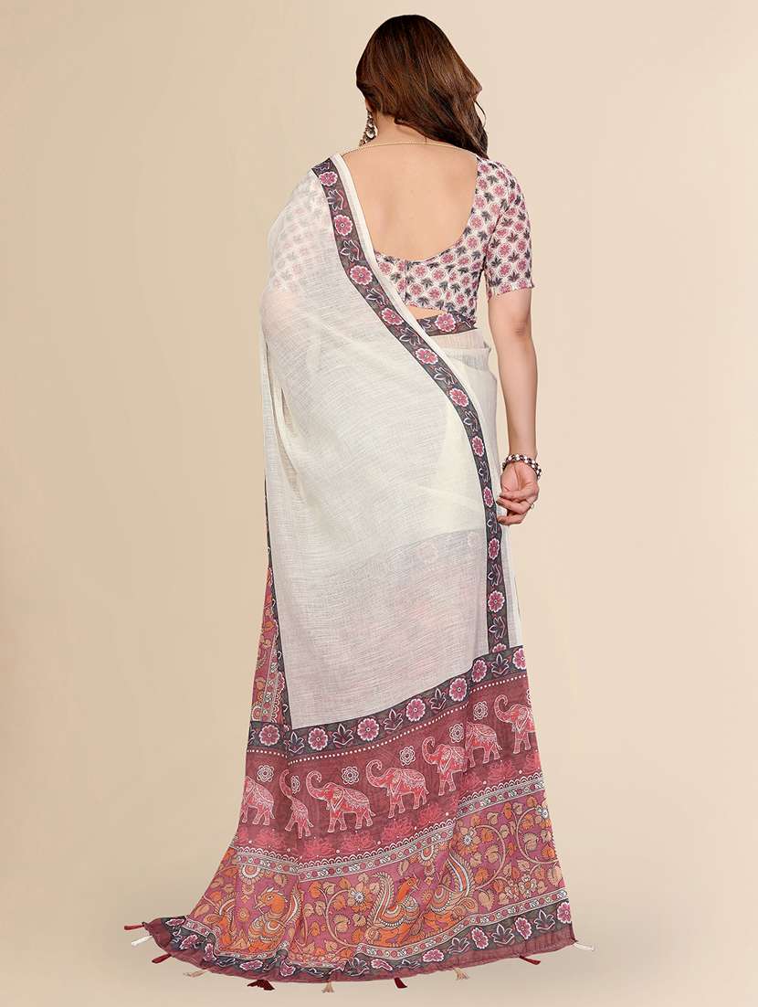women printed casual wear saree with blouse - 22432832 -  Standard Image - 3