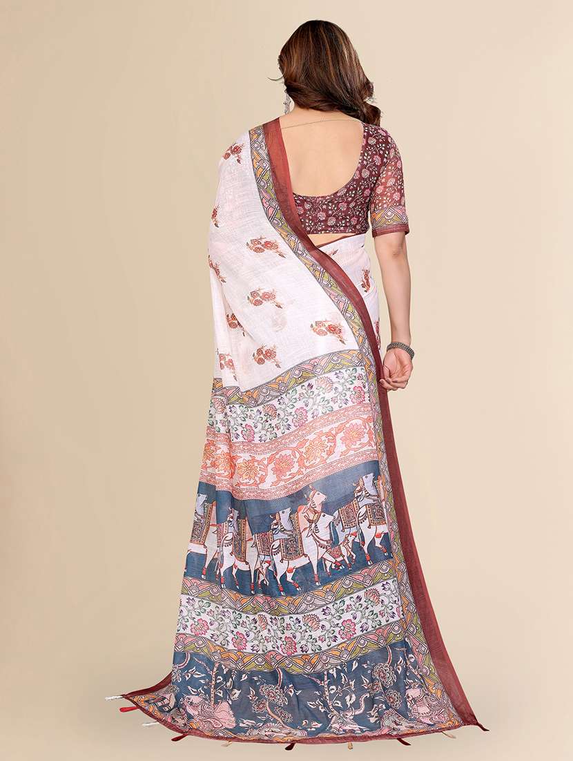 women printed casual wear saree with blouse - 22432834 -  Standard Image - 3