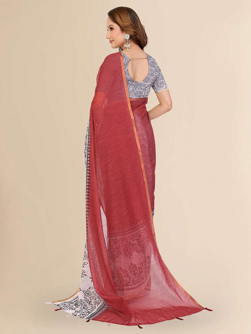 women printed casual wear saree with blouse - 22432841 -  Standard Image - 3