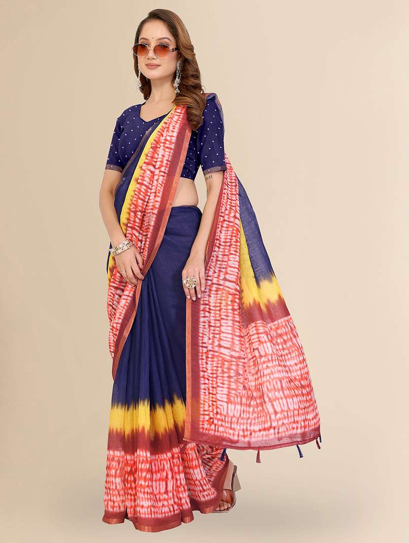 women printed casual wear saree with blouse