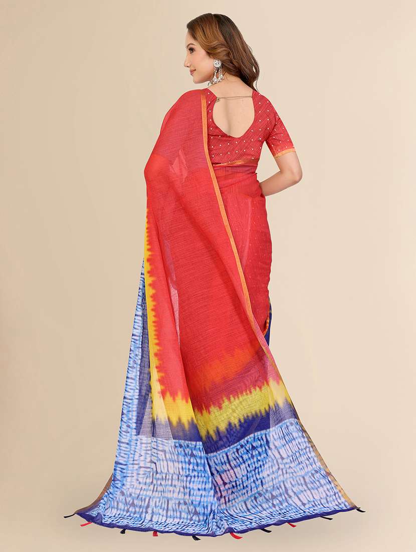 women printed casual wear saree with blouse - 22432845 -  Standard Image - 3