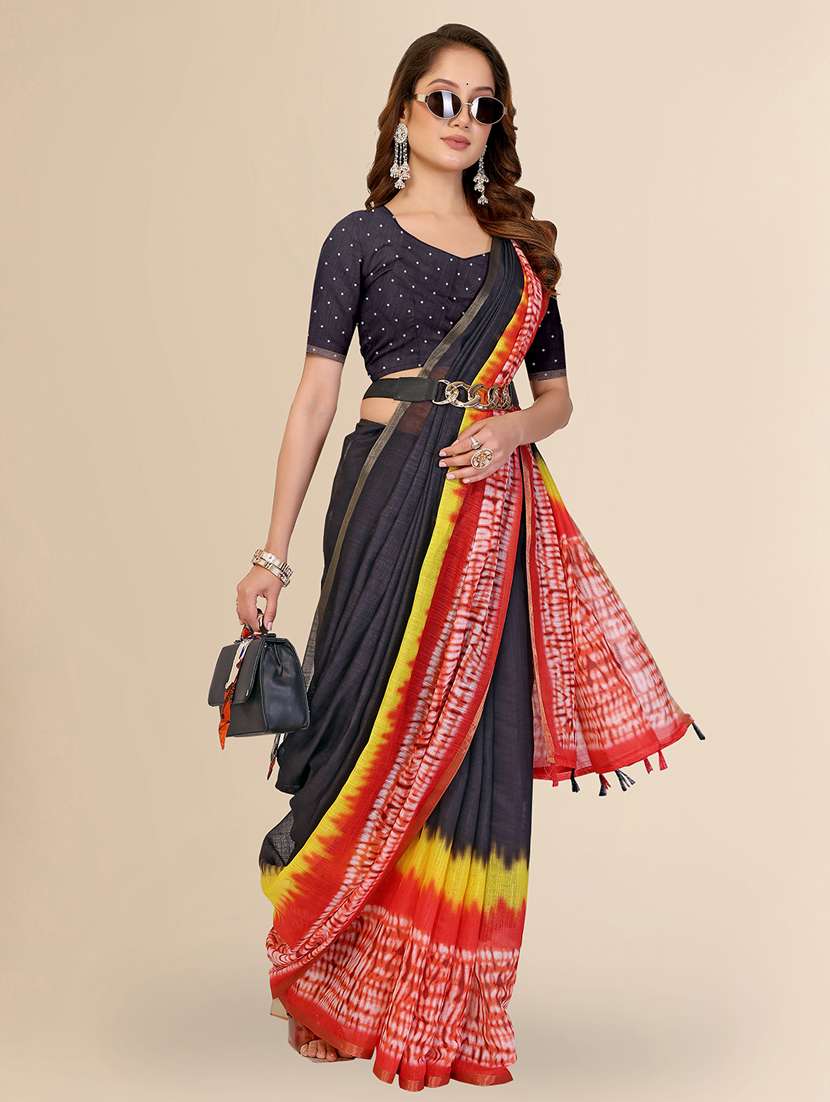 women printed casual wear saree with blouse