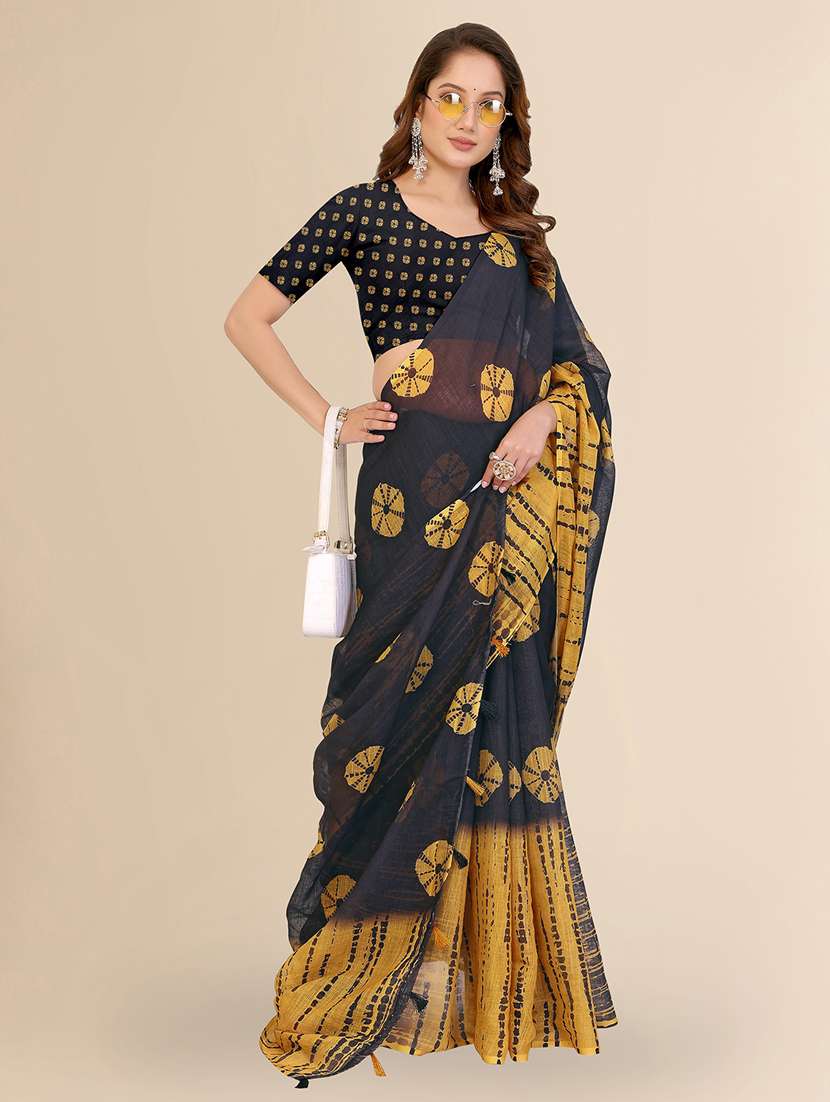women printed casual wear saree with blouse