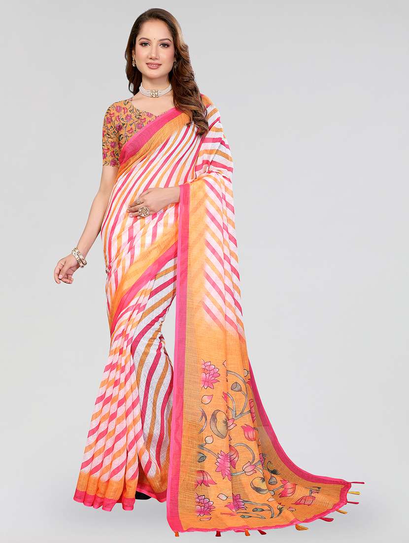 women printed casual wear saree with blouse