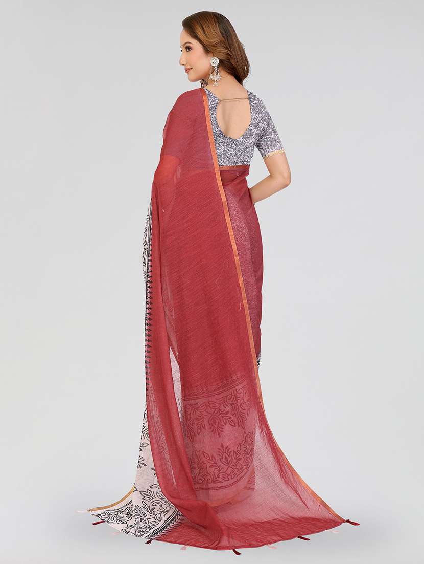 women printed casual wear saree with blouse - 22432870 -  Standard Image - 3