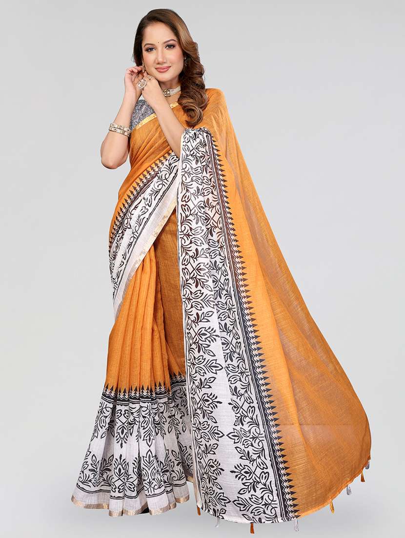 women printed casual wear saree with blouse