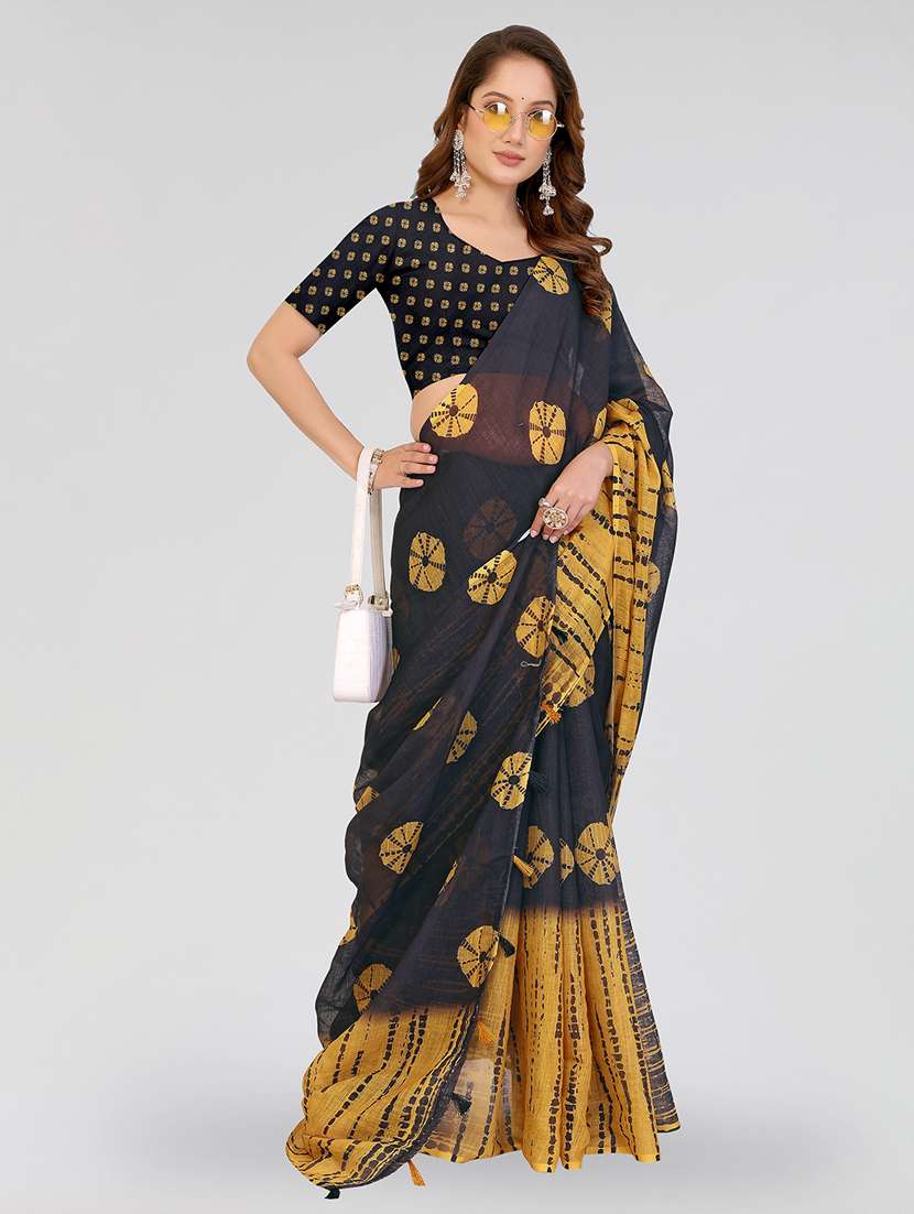women printed casual wear saree with blouse