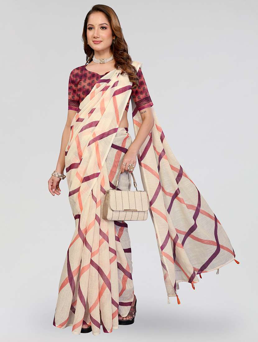 women printed casual wear saree with blouse