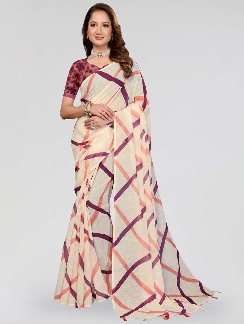 women printed casual wear saree with blouse