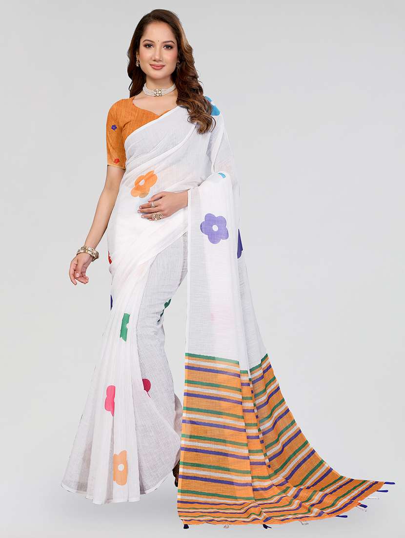 women printed casual wear saree with blouse