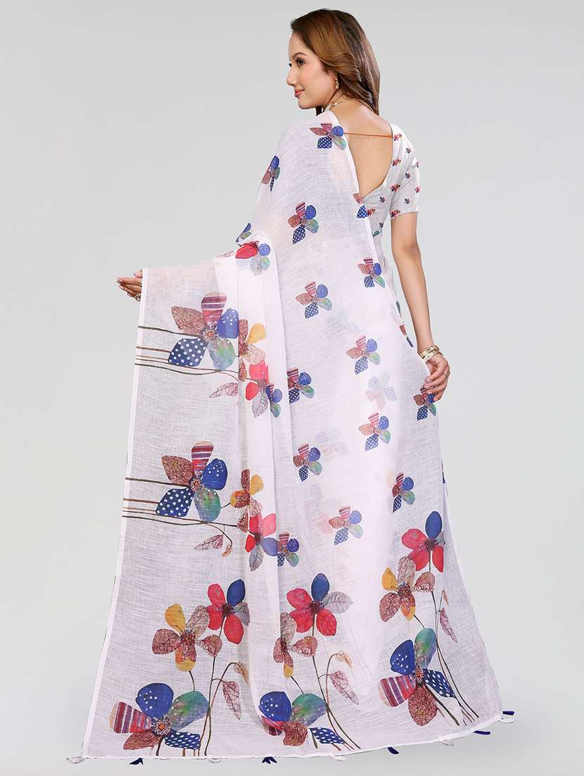 women printed casual wear saree with blouse - 22432881 -  Standard Image - 3