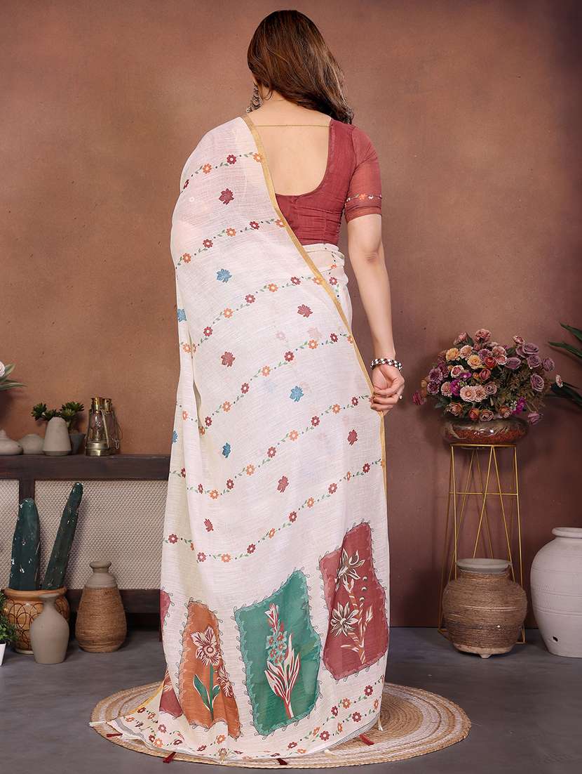 women printed casual wear saree with blouse - 22432882 -  Standard Image - 3