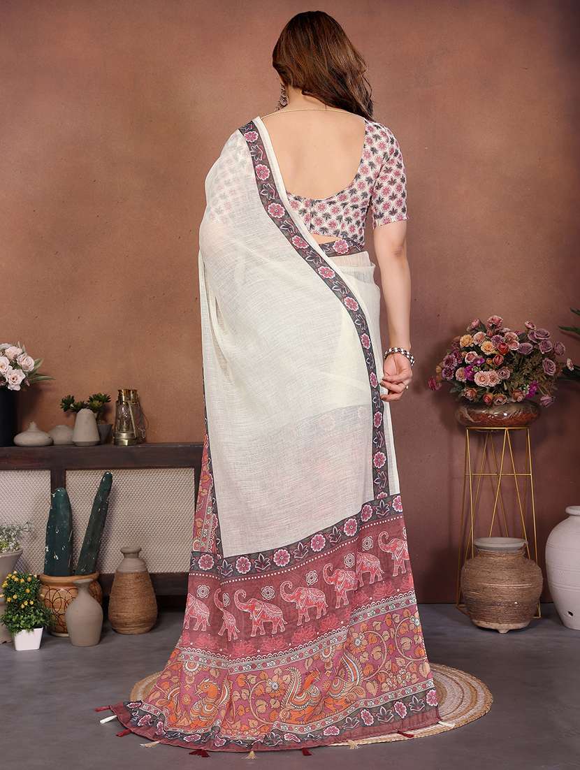 women printed casual wear saree with blouse - 22432884 -  Standard Image - 3