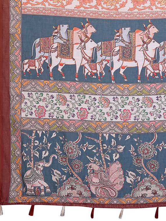 women printed casual wear saree with blouse - 22432886 -  Standard Image - 5